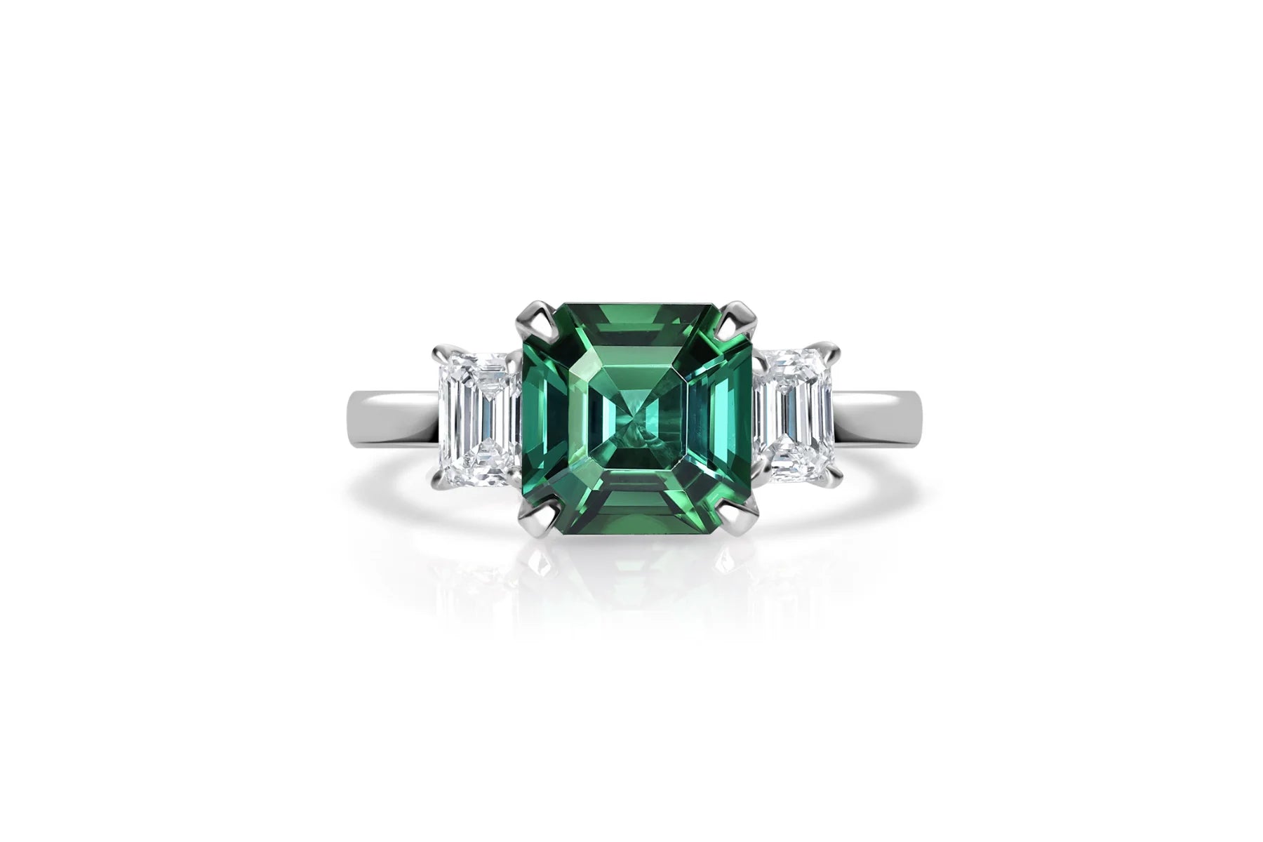 Asscher cut 2025 emerald engagement ring