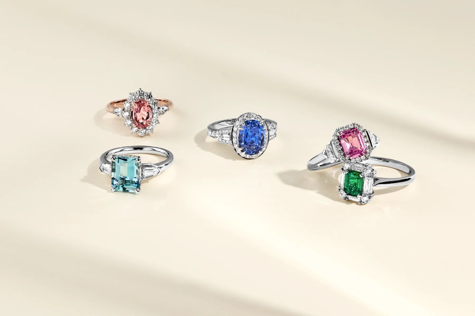 Precious Coloured Gemstone Engagement Rings