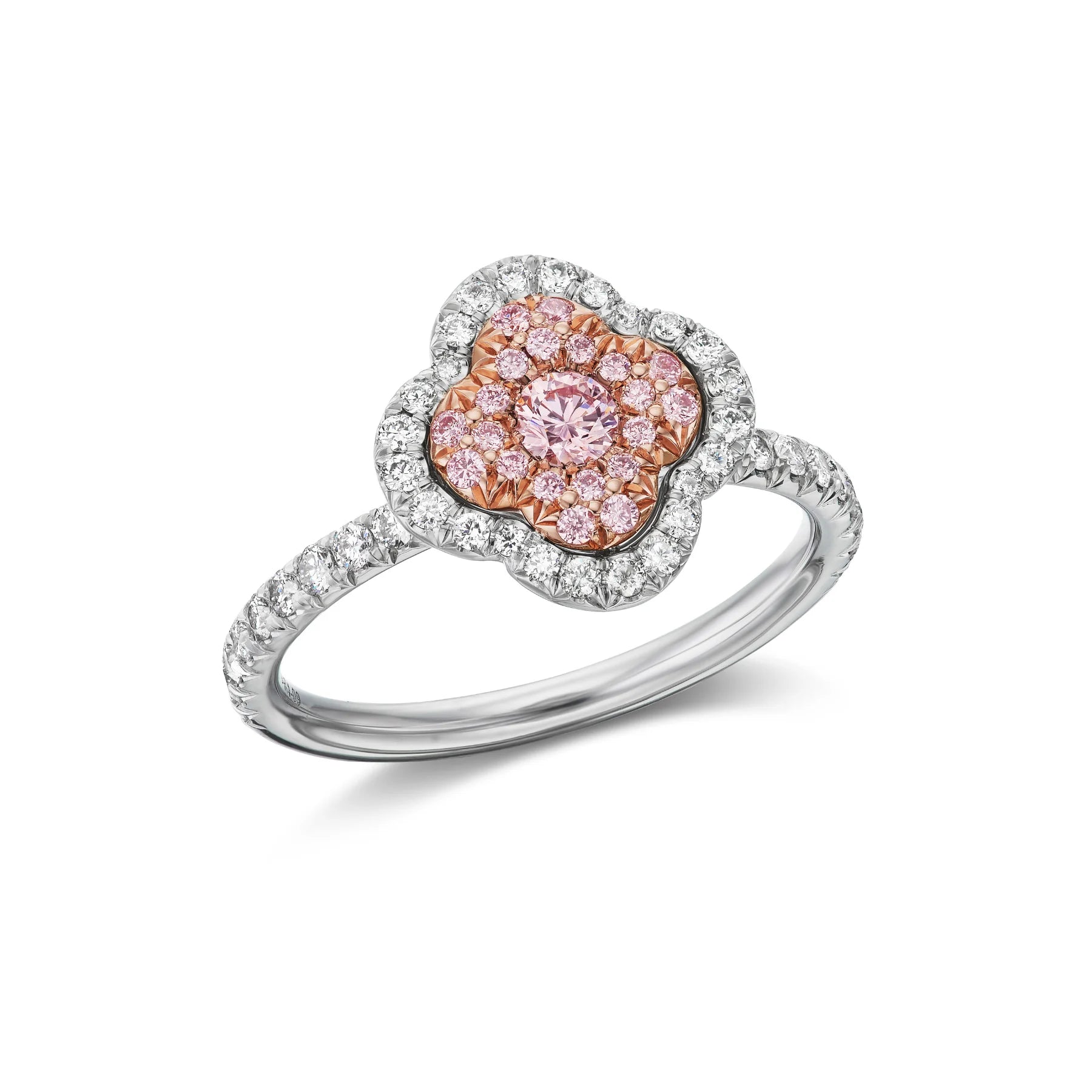 Eleanor Argyle Pink Diamond Flower Ring Two Tone Platinum