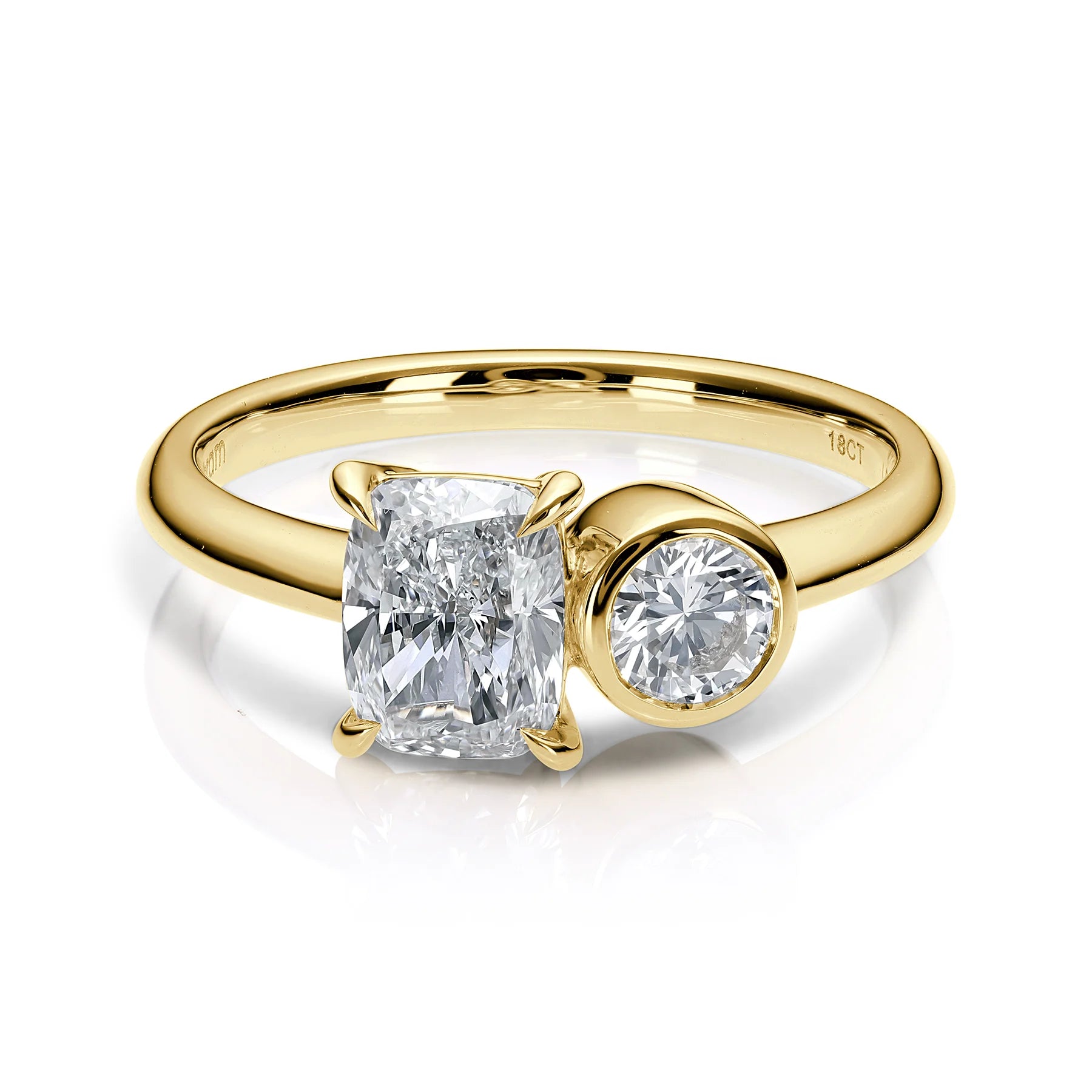 Bezel Prong Two Stone Engagement Ring Toi Et Moi 18ct Yellow Gold bezel-prong-two-stone-engagement-ring-toi-et-moi-18ct-yellow-gold