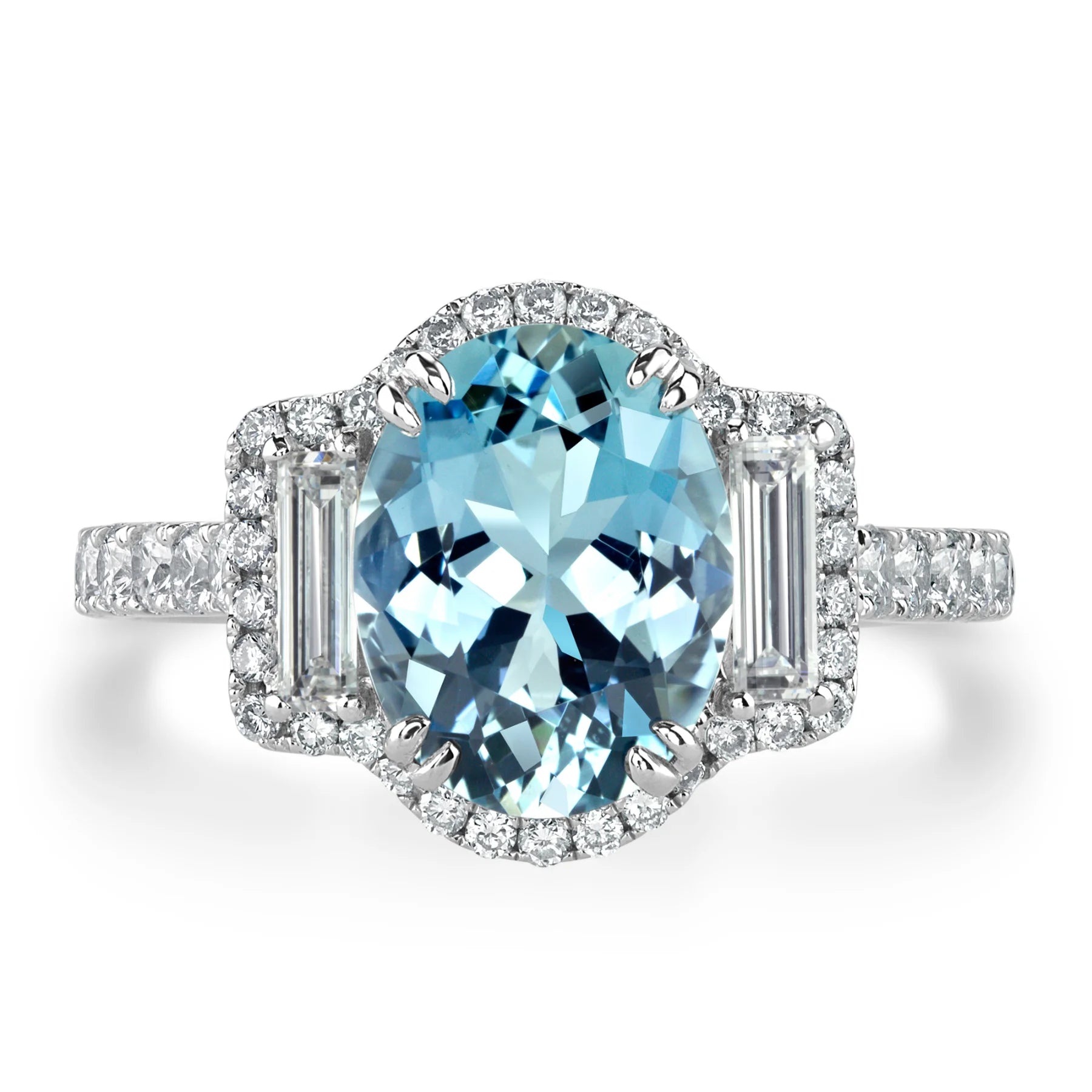 Aquamarine and diamond hot sale engagement ring