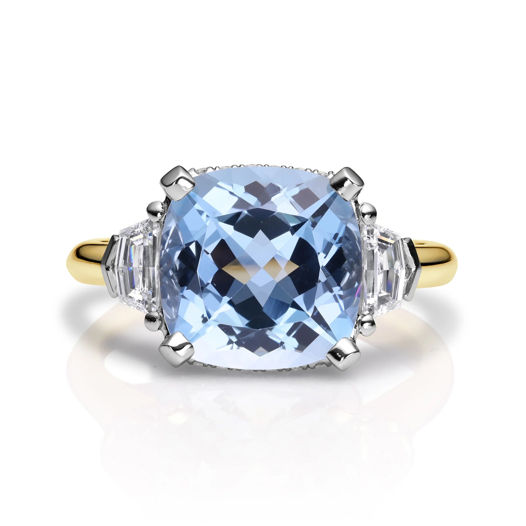 Aquamarine and sale black diamond ring