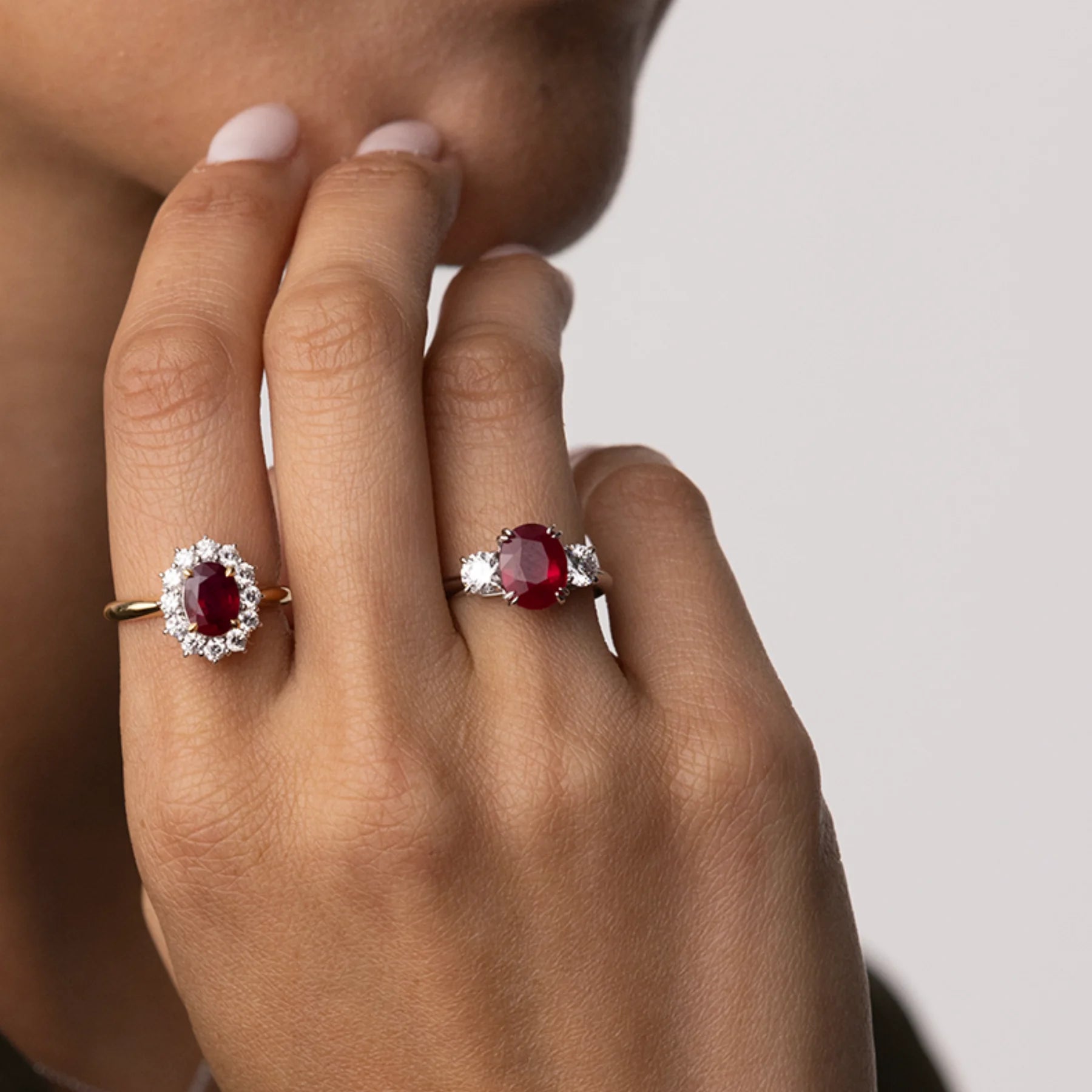 Ruby Diamond Trilogy Ring Wells 18ct White Gold Paul Bram
