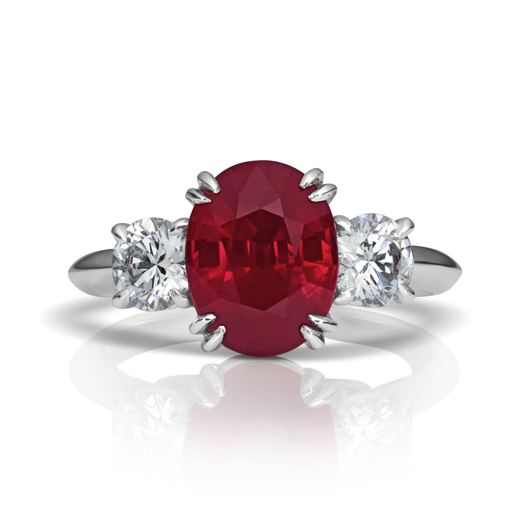 Ruby Diamond Trilogy Ring Wells 18ct White Gold Paul Bram