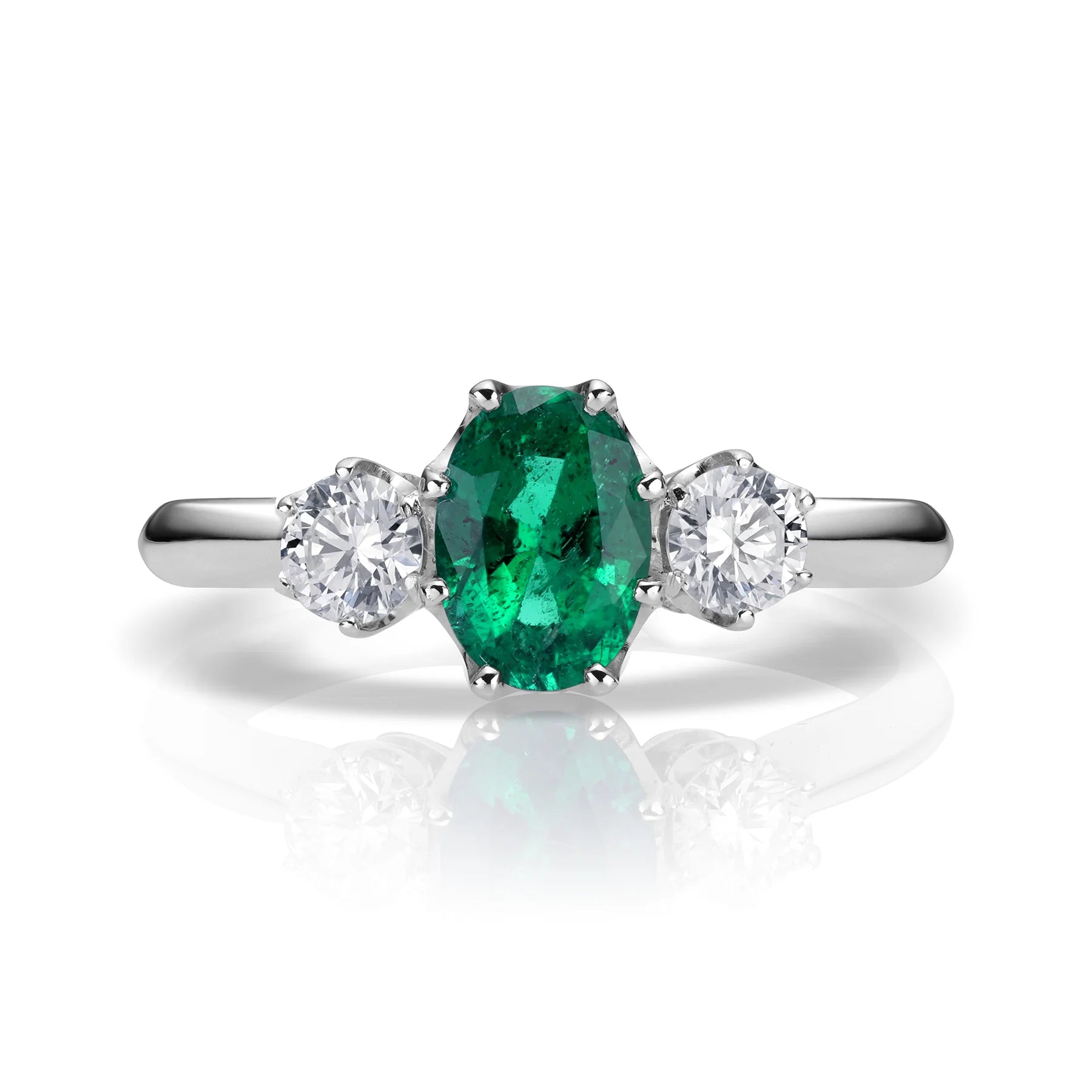 Emerald and diamond trilogy ring hotsell