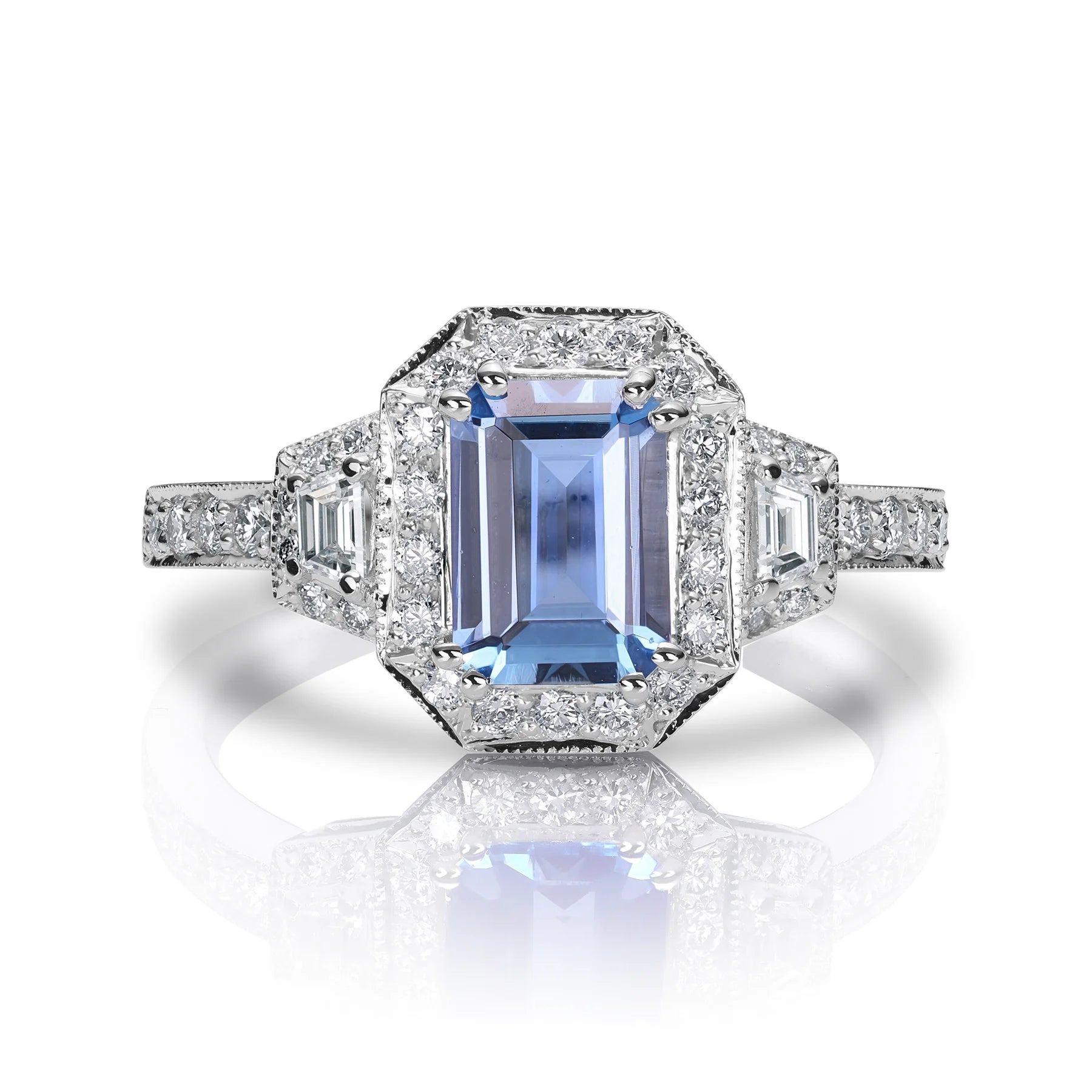 Aquamarine and sale diamond band