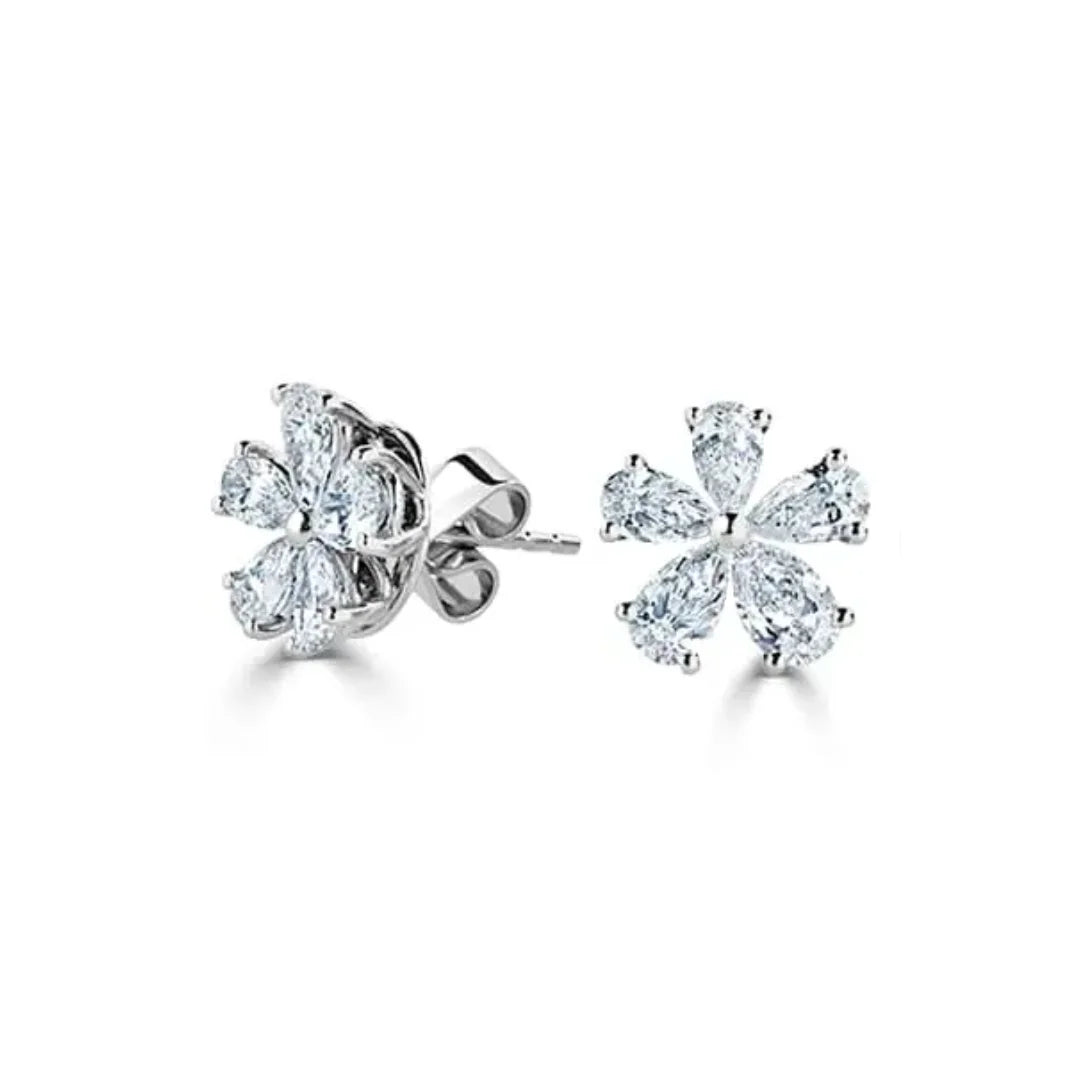 Double Flower Diamond Stud Earrings I 64Facets Fine Jewelry
