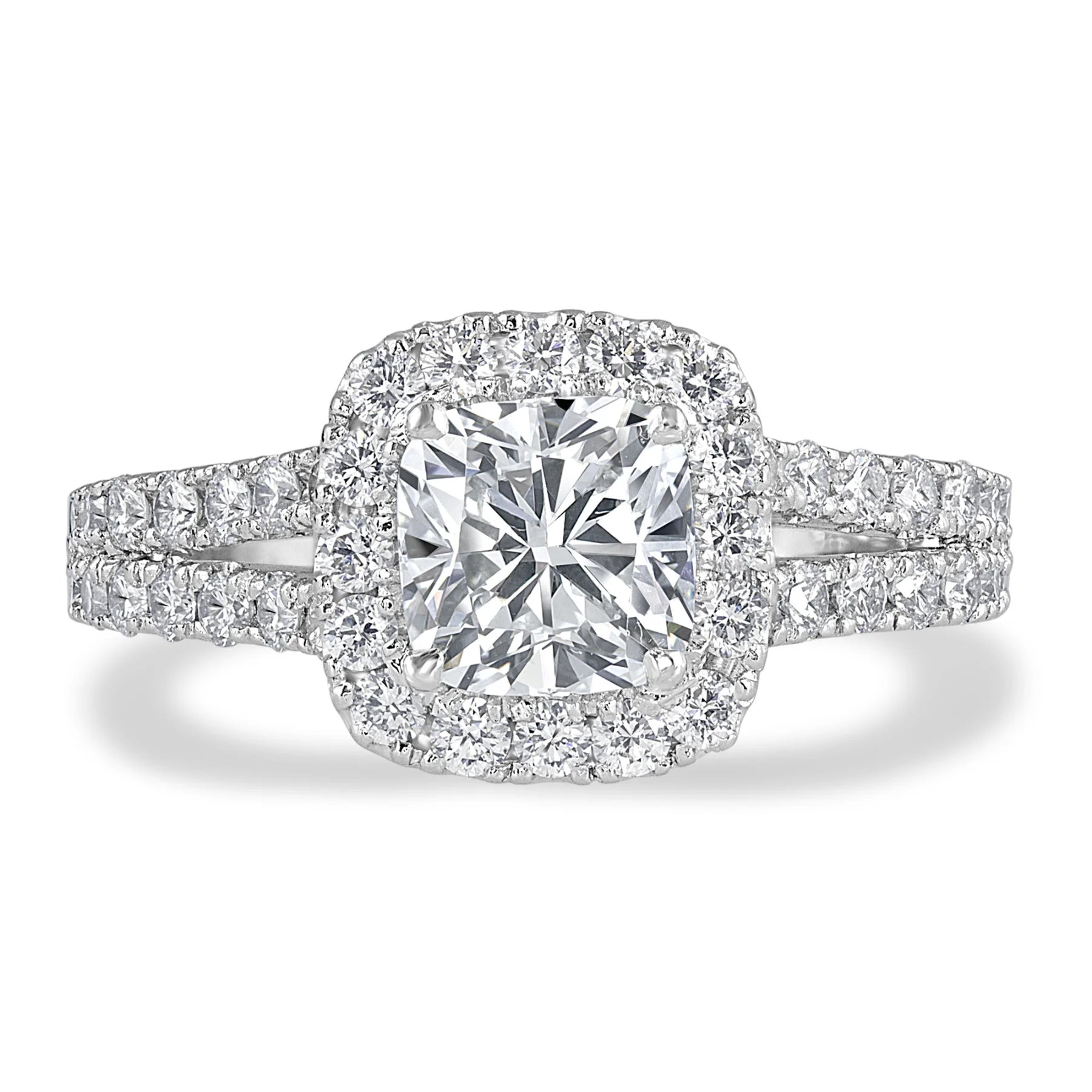 Cushion Shape Halo Ring Sara 18ct White Gold Paul Bram