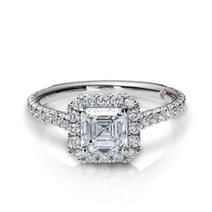 Asscher Cut Halo Ring Constellation Platinum 1.01ct DVS1