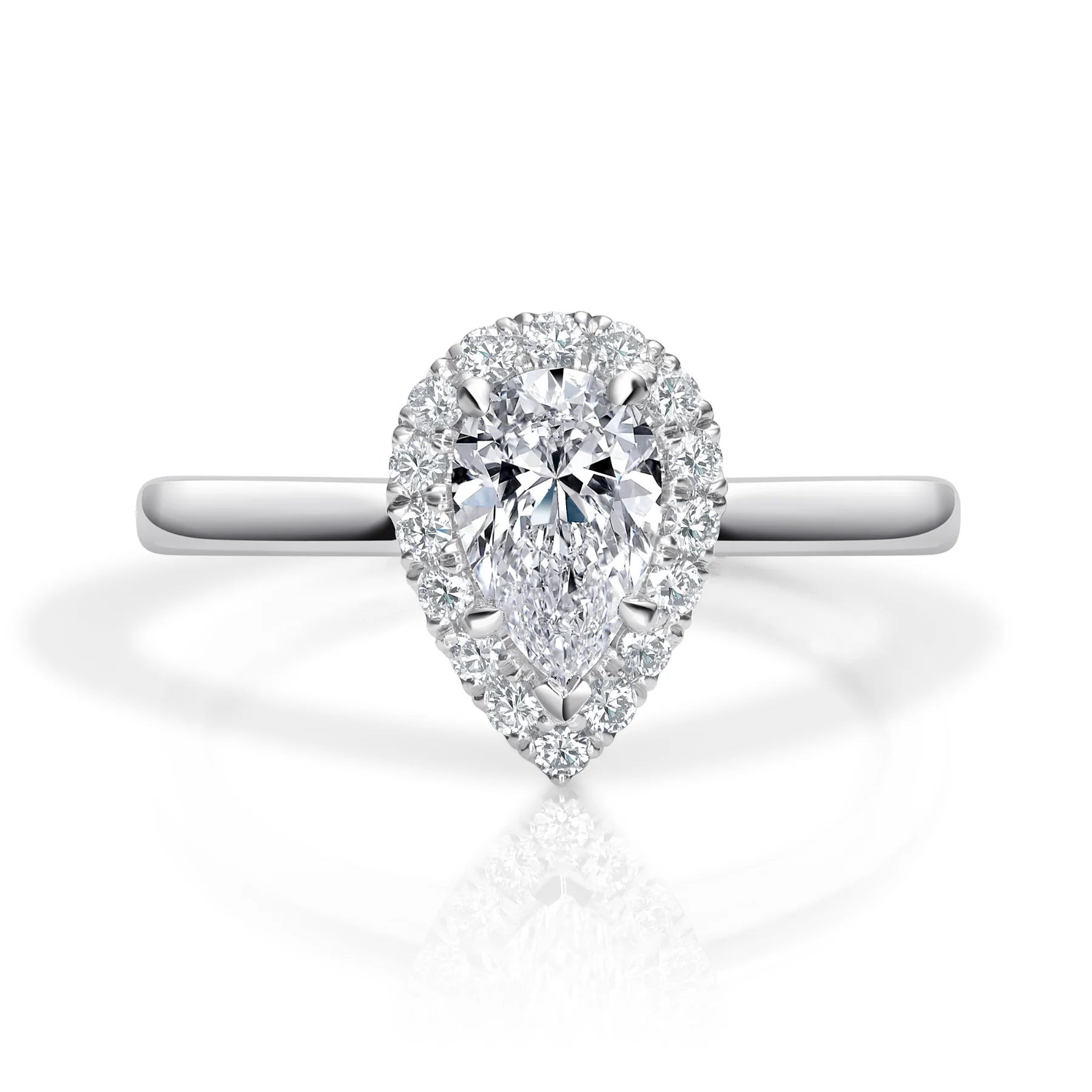 Pear shaped halo diamond engagement ring clearance