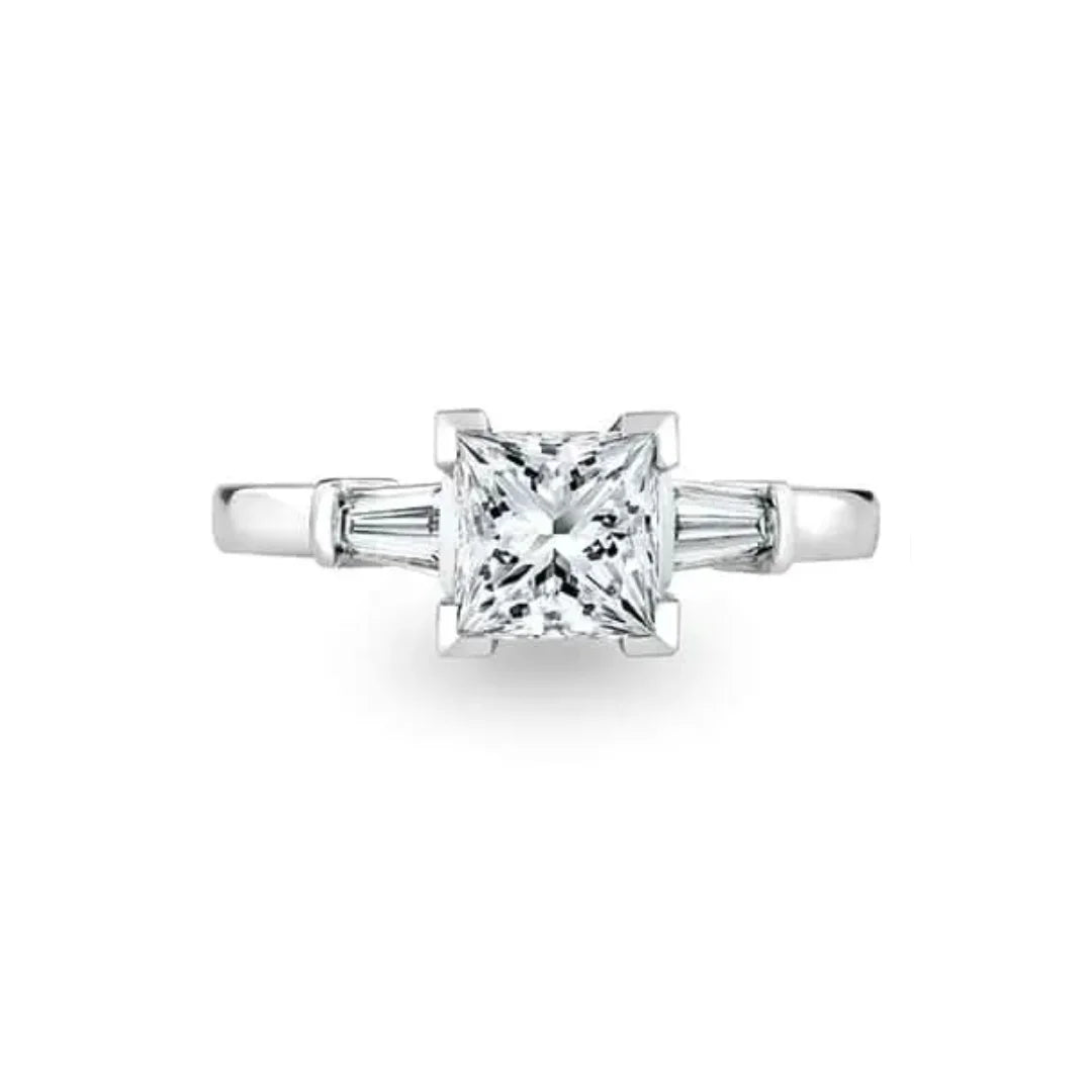 Princess cut diamond ring with baguettes discount