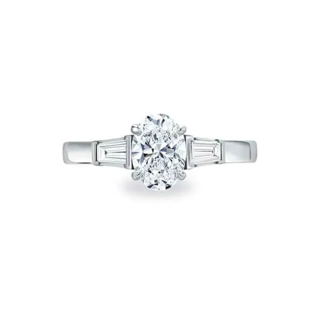 Oval Cut Baguette Diamond Ring Mia 18ct White Gold Paul Bram
