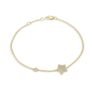 Pavé Diamond Star Bracelet - Yellow Gold