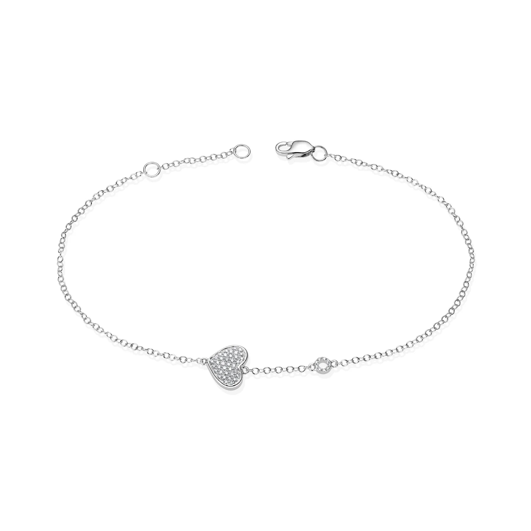 Pavé Diamond Heart Bracelet - White Gold