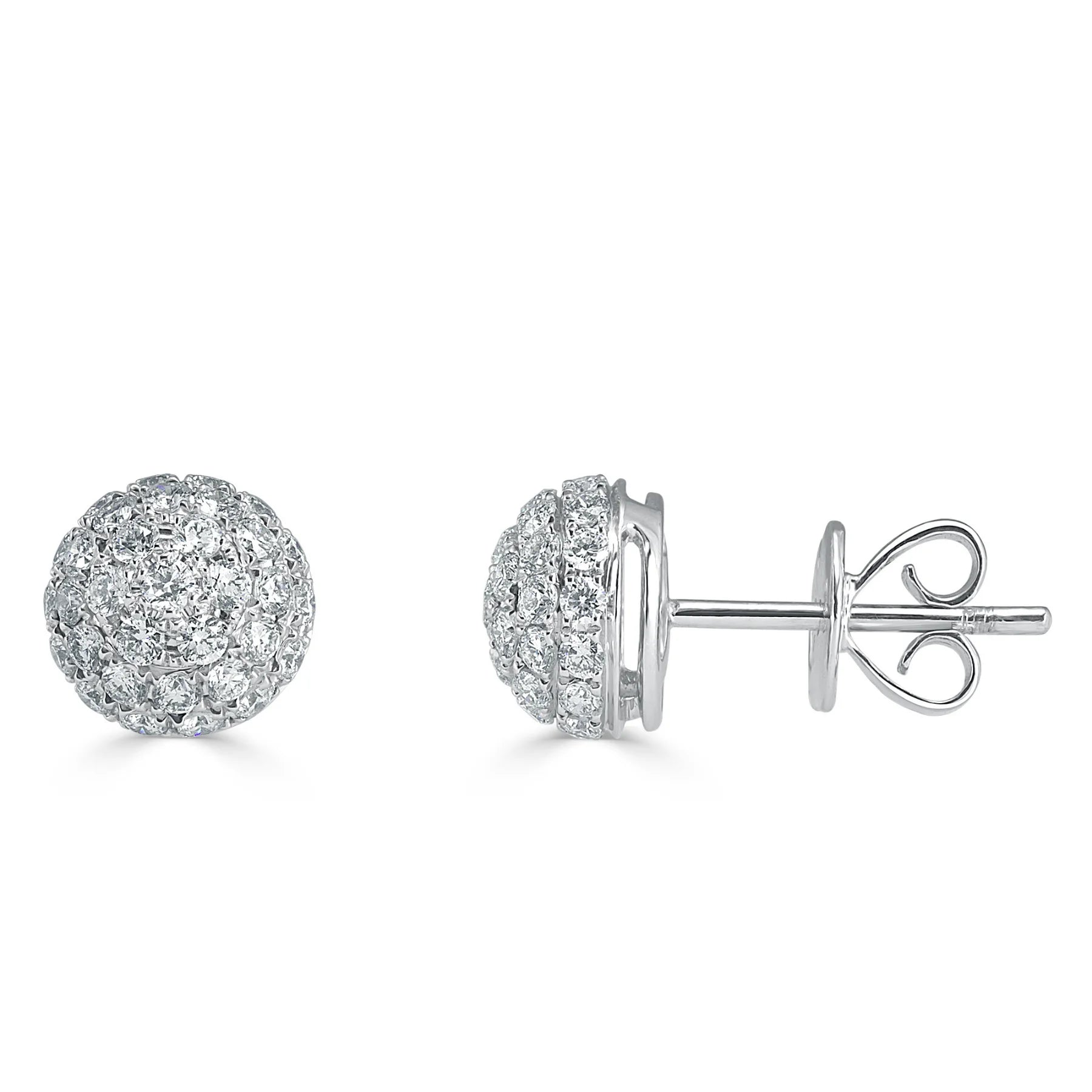 Round ball diamond earrings sale
