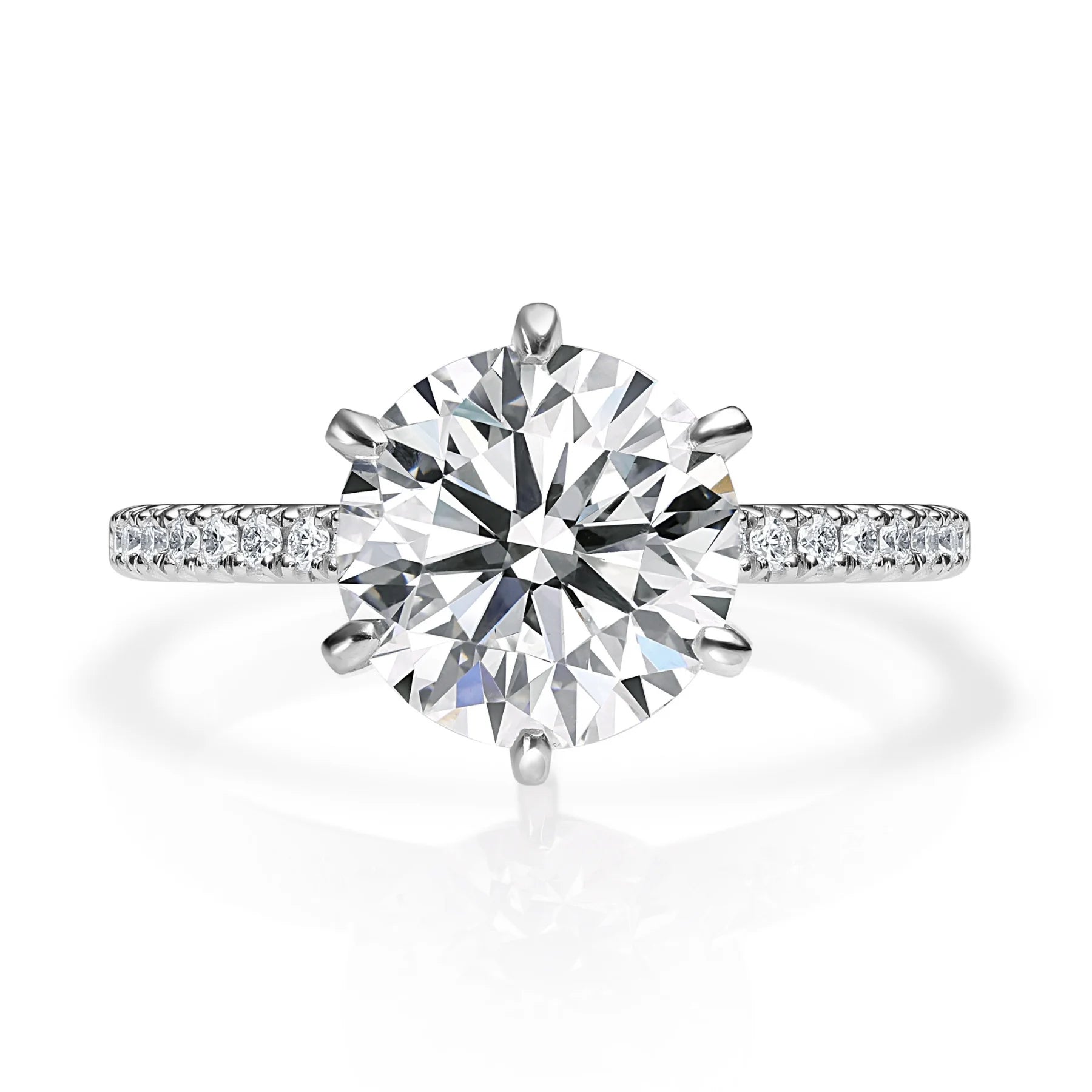 Brilliant Cut 6 Claw Diamond Engagement Ring Willow Platinum